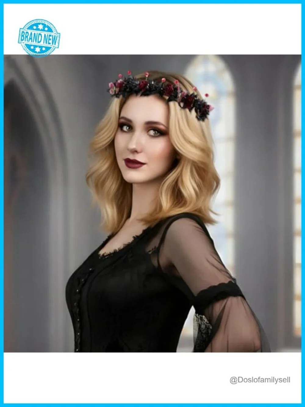 Handmade Gothic Flower Crown with Butterfly Design - Adjustable